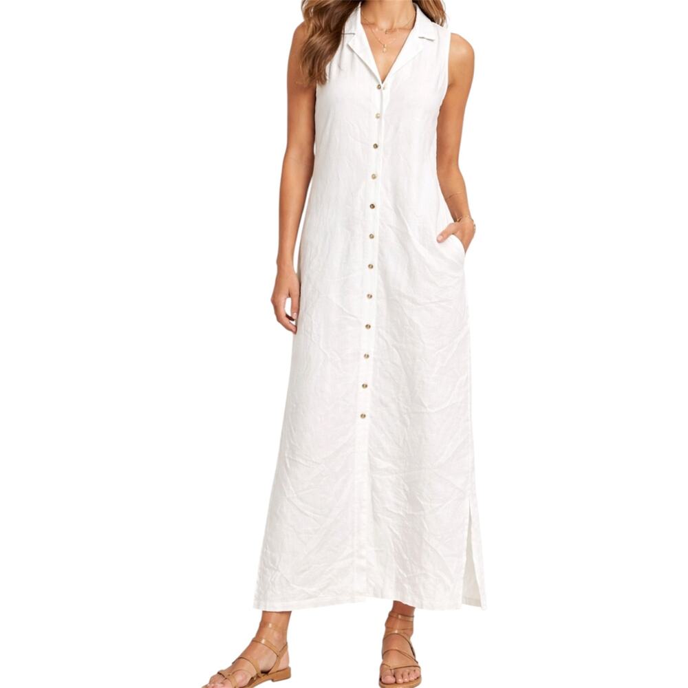 Vintage Positive Attitude Shirt Dress Midi V-Neck Button Down Collared White 12P